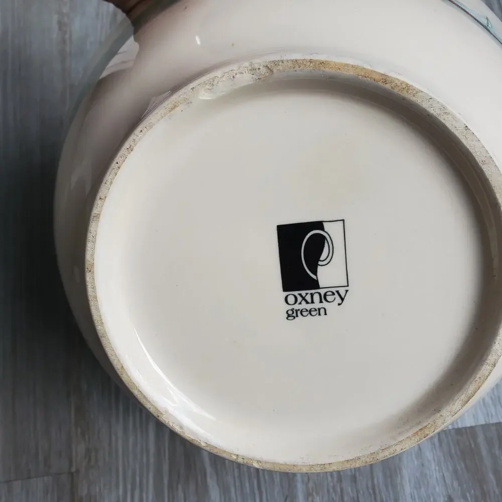 Oxney Green Hand Painted Large Bowl Lighthouse Nautical Seagull Boat Beach House